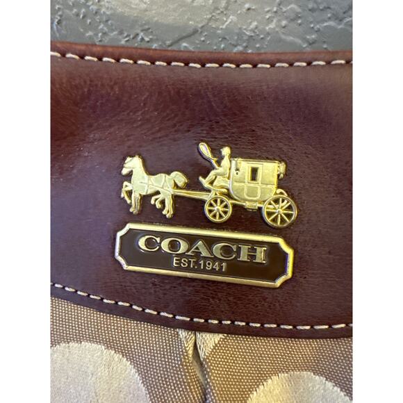 Coach Madison Signature C Logo Leather Trim Hobo Shoulder Bag - Picture 4 of 15